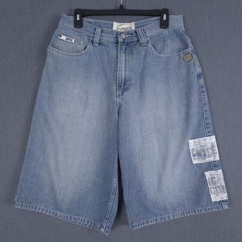 Enyce Jean Shorts Jorts Mens 32 (Fits 30x13) Faded Blue Denim Baggy Y2K Skater